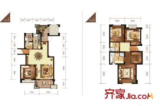 海昌天瀾維肯郡洋房1批次D2標(biāo)準(zhǔn)層戶型 4室2廳3衛(wèi)1廚
