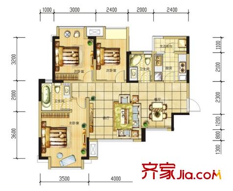 長(zhǎng)虹和悅府一期5棟、6棟標(biāo)準(zhǔn)層C3戶型（售罄） 3室2廳2衛(wèi)1廚