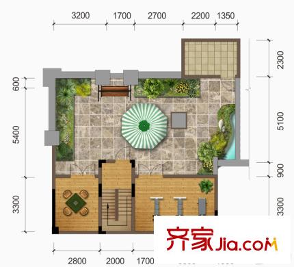 建發(fā)泱墅C2戶型屋頂 1室