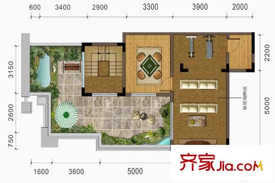 建發(fā)泱墅E2戶型屋頂 1室1廳