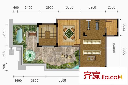 建發(fā)泱墅D2戶(hù)型屋頂 1室1廳