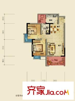 萊茵北郡二期26號(hào)樓標(biāo)準(zhǔn)層G3戶(hù)型（售罄） 2室2廳1衛(wèi)1廚