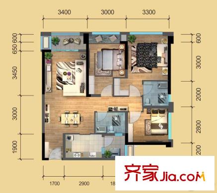 建發(fā)鷺洲國際二期一期2、3號樓標(biāo)準(zhǔn)層B2戶型 3室2廳2衛(wèi)1廚