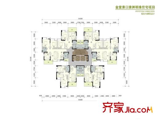 淮洲明珠一期6號(hào)樓標(biāo)準(zhǔn)層A3戶型 3室2廳1衛(wèi)1廚