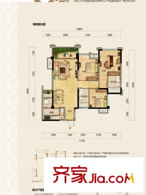 朗基天香一期4號(hào)樓標(biāo)準(zhǔn)層C3戶型 3室2廳2衛(wèi)1廚