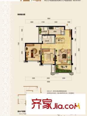 朗基天香一期1號(hào)樓標(biāo)準(zhǔn)層A2`戶型 2室2廳1衛(wèi)1廚