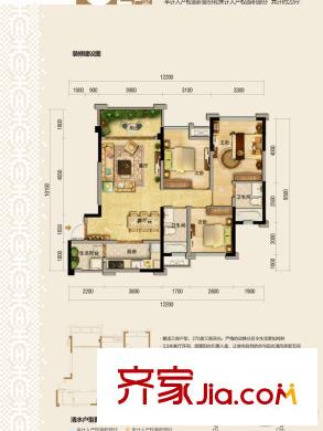 朗基天香一期1號(hào)樓標(biāo)準(zhǔn)層C2戶型 3室2廳2衛(wèi)1廚