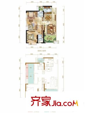 九龍倉時(shí)代上城一期6、7、13、14號(hào)樓標(biāo)準(zhǔn)層A2戶型 3室2廳2衛(wèi)1廚