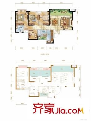 九龍倉時(shí)代上城一期6、7、13、14號(hào)樓標(biāo)準(zhǔn)層B1戶型 4室2廳2衛(wèi)1廚