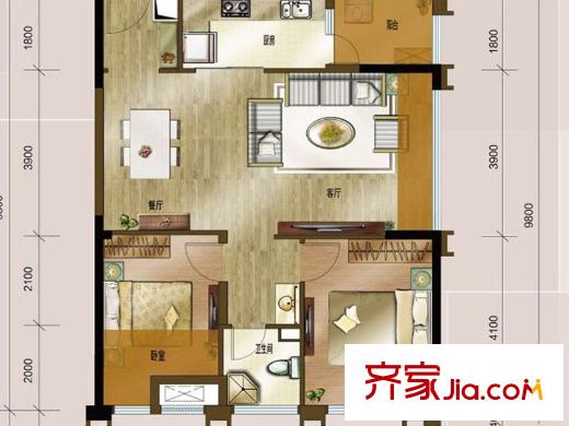 龍湖時(shí)代天街4棟標(biāo)準(zhǔn)層SOHO戶型（售罄） 2室2廳1衛(wèi)1廚
