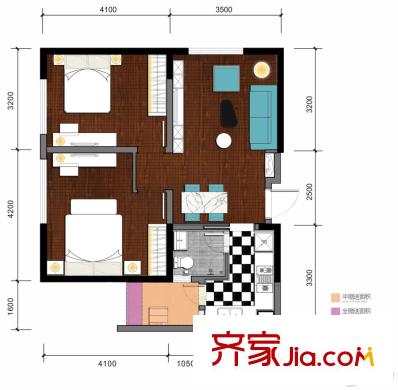領(lǐng)悅國際中心一期C棟標(biāo)準(zhǔn)層C9戶型 2室2廳1衛(wèi)1廚