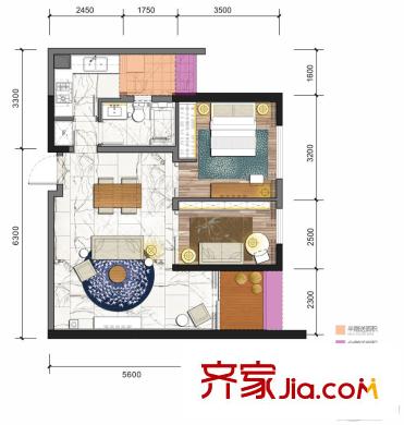 領(lǐng)悅國際中心一期C棟標(biāo)準(zhǔn)層C11戶型 2室2廳1衛(wèi)1廚