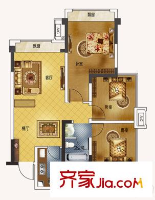 藍潤光華春天1期一批次7、8棟標準層C3戶型 3室2廳1衛(wèi)1廚