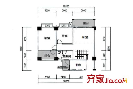 雅竹苑1期1批次2號樓B1+戶型 5室2廳2衛(wèi)1廚
