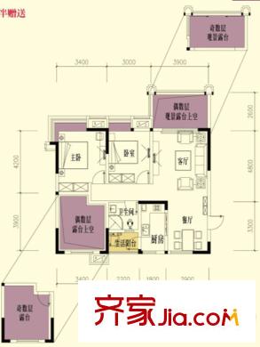 祥榮城市綠洲一期2-5棟標(biāo)準(zhǔn)層B1戶型 2室2廳1衛(wèi)1廚