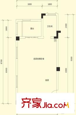 山客部落一期6棟、13棟、15棟標(biāo)準(zhǔn)層B3戶型 1室1衛(wèi)