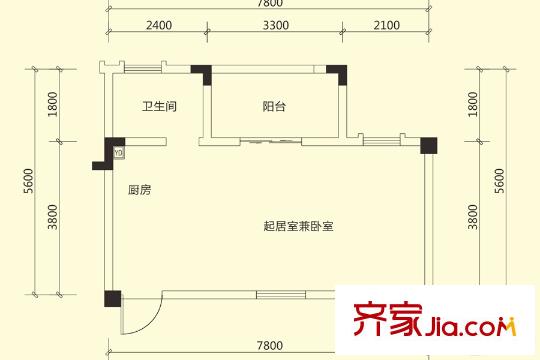 山客部落一期6棟、13棟、15棟標(biāo)準(zhǔn)層B2戶型 1室1衛(wèi)