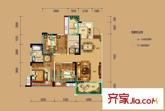 保利獅子湖一期7、8號(hào)樓標(biāo)準(zhǔn)層A4戶型 3室2廳2衛(wèi)1廚