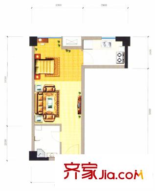 溫資金港中心北區(qū)27-5戶型（售罄） 1室1廳1衛(wèi)1廚