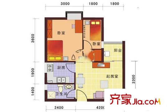 思學(xué)園智能村1棟3單元B-1戶型標(biāo)準(zhǔn)層 1室1廳1衛(wèi)1廚