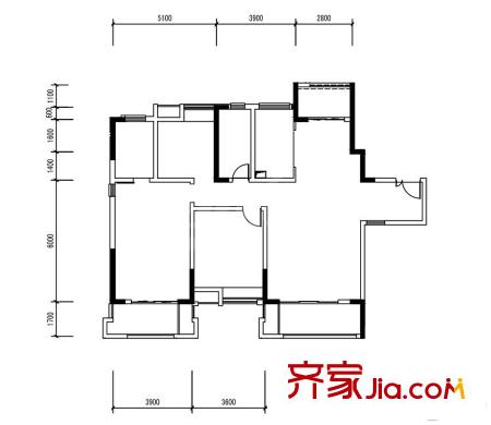 北斗七星城2、3棟2層152平方米戶型 3室2廳2衛(wèi)1廚