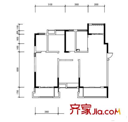 北斗七星城2、3棟1層144平方米戶型 3室2廳2衛(wèi)1廚