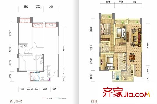 中鐵騎士府邸一期7、12棟標(biāo)準(zhǔn)層A1戶型 3室2廳2衛(wèi)1廚