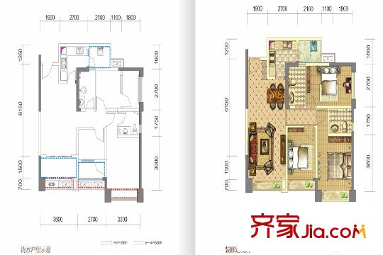 中鐵騎士府邸一期7、12棟標(biāo)準(zhǔn)層A6戶型 3室2廳2衛(wèi)1廚