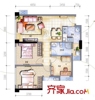 IMC國際廣場一期二單元AB座D5戶型（售罄） 3室2廳2衛(wèi)1廚