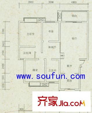 美聯(lián)國際公寓一期2棟標準層C戶型（售罄） 3室3廳2衛(wèi)1廚