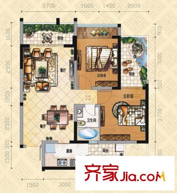 美聯(lián)國(guó)際公寓二期17棟標(biāo)準(zhǔn)層B戶(hù)型（售罄） 3室1廳1衛(wèi)1廚