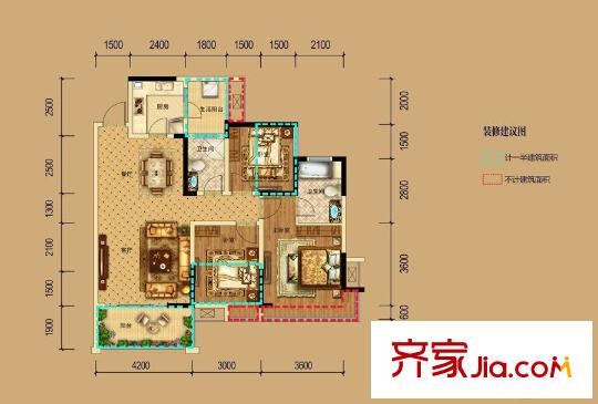 保利獅子湖一期7、9、12號(hào)樓標(biāo)準(zhǔn)層F'3戶型 3室2廳2衛(wèi)1廚