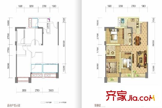 中鐵騎士府邸一期7、12棟標(biāo)準(zhǔn)層A2戶型 3室2廳2衛(wèi)1廚