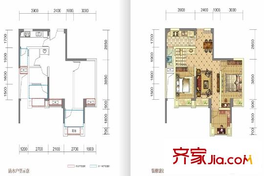 中鐵騎士府邸一期7、12棟標(biāo)準(zhǔn)層A4戶型 3室2廳1衛(wèi)1廚