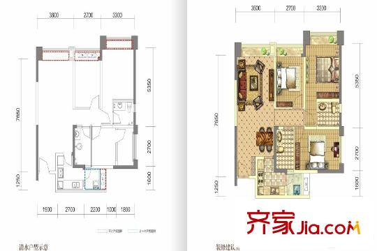 中鐵騎士府邸一期7、12棟標(biāo)準(zhǔn)層A5戶型 3室2廳2衛(wèi)1廚