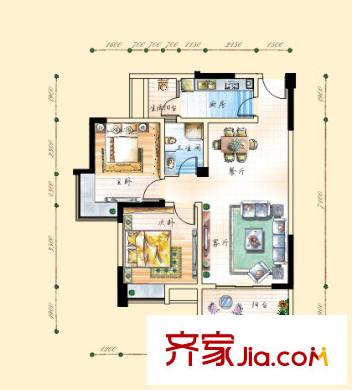 豐怡陽光一期2#樓標(biāo)準(zhǔn)層B2戶型(售罄) 2室2廳1衛(wèi)1廚