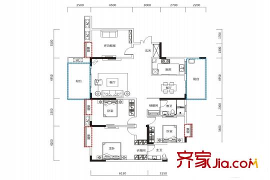 IMC國際廣場1棟5單元AB座B戶型（售罄） 4室2廳2衛(wèi)1廚