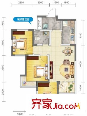 藍(lán)潤華府春天3、4號樓標(biāo)準(zhǔn)層C-70-3戶型 3室2廳1衛(wèi)1廚