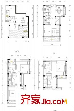 港基疊香莊園3-10棟245平別墅戶型 3室3廳3衛(wèi)1廚