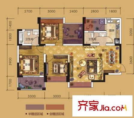 傳化國際新城一期23、25號(hào)樓標(biāo)準(zhǔn)層C3/D3戶型 3室2廳2衛(wèi)1廚