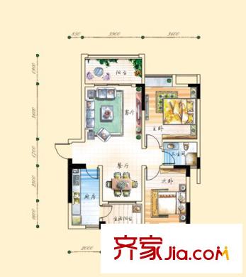 豐怡陽光一期2#樓標(biāo)準(zhǔn)層B3戶型(售罄) 2室2廳1衛(wèi)1廚