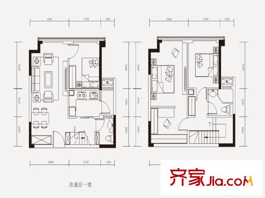 嘉年華青年城smart公寓一期2、3號(hào)樓LOFTS3戶(hù)型（售罄） 3室2廳2衛(wèi)1廚