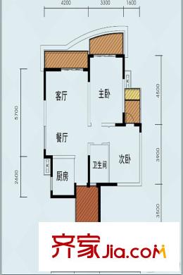 嘉年華青年城smart公寓5棟標(biāo)準(zhǔn)層5-C戶型（售罄） 2室2廳1衛(wèi)1廚