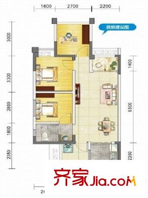 藍(lán)潤華府春天3，4號樓標(biāo)準(zhǔn)層C-70-2戶型 3室2廳1衛(wèi)