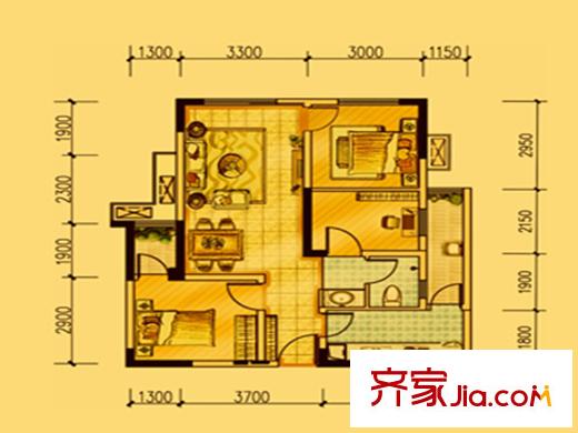 藍(lán)光幸福滿庭二期6.8.9棟標(biāo)準(zhǔn)層D2戶型（售罄） 3室2廳1衛(wèi)1廚