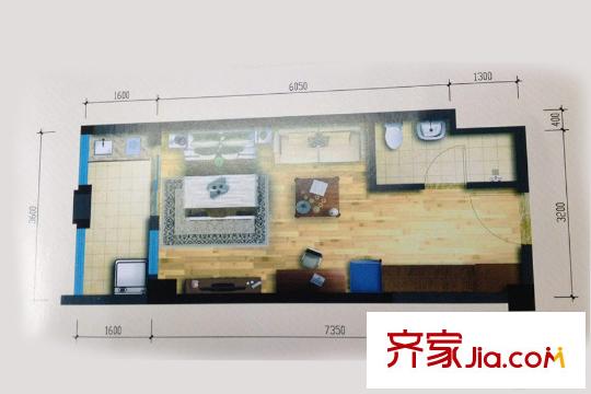 藍(lán)光幸福滿庭二期13#14#15棟標(biāo)準(zhǔn)層公寓戶型 1室1廳1衛(wèi)111廚