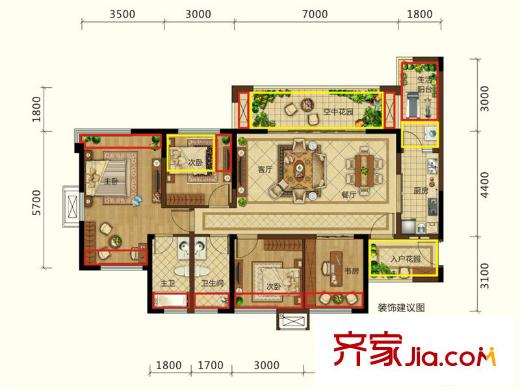 潤揚(yáng)觀瀾鷺島一期1、6、7、8號(hào)樓標(biāo)準(zhǔn)層A1戶型 4室2廳2衛(wèi)1廚