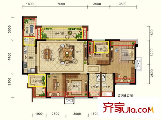 潤揚(yáng)觀瀾鷺島一期1、6、7、8號(hào)樓標(biāo)準(zhǔn)層A1’戶型 4室2廳2衛(wèi)1廚
