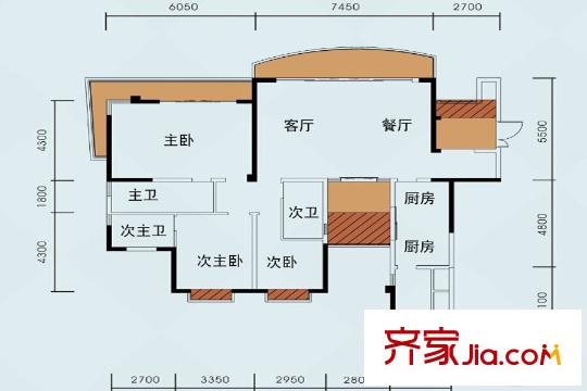 嘉年華青年城smart公寓5棟標(biāo)準(zhǔn)層5B戶(hù)型（售罄） 3室2廳2衛(wèi)1廚