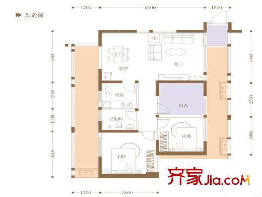 明信鷺灣二期4棟標(biāo)準(zhǔn)層F3、H3戶型圖 2室2廳1衛(wèi)1廚